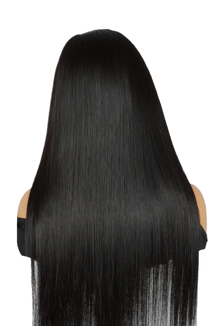 7x7 Natural Black Straight Hair HD Lace Closure Wig Back View