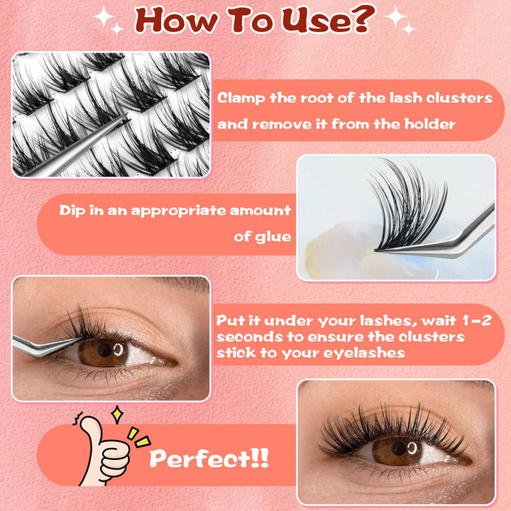 Dense Lash Clusters DIY Eyelash Extensions 63PCS 10-14MM