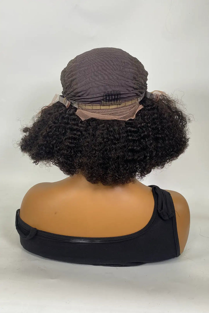 Perruque afro crépue bouclée avec dentelle frontale 13x4, couleur naturelle, 40 cm