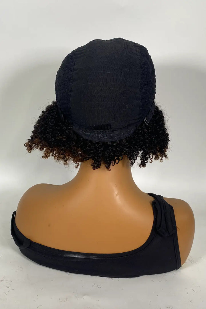 Peluca afro rizada sin encaje, 16 pulgadas, color 1B/#4