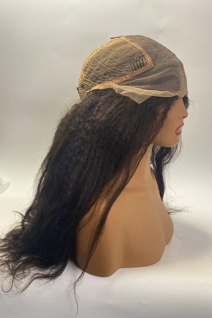 13x6 Lace Frontal Kinky Straight Wigs 22 Inch Natural Color