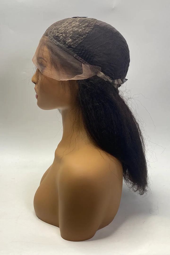 13x1x4 T-part Kinky Straight Lace Wig 14 Inch Natural Color