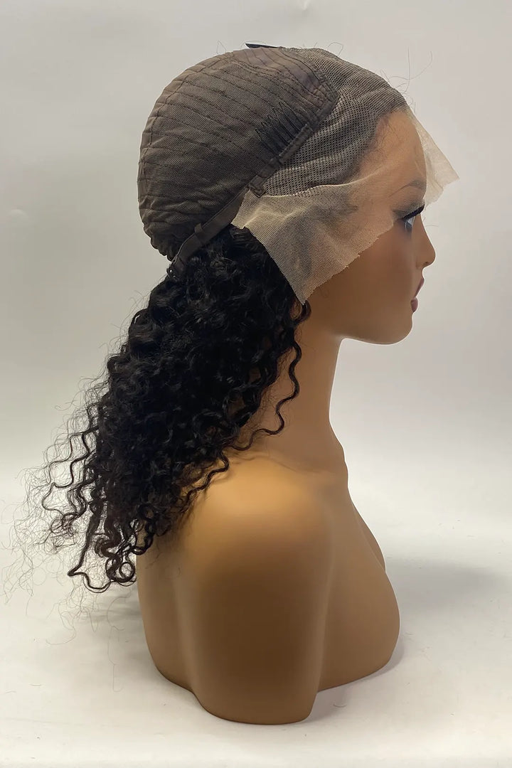 13x4 Lace Frontal Curly Wig 18 Inch Natural Color
