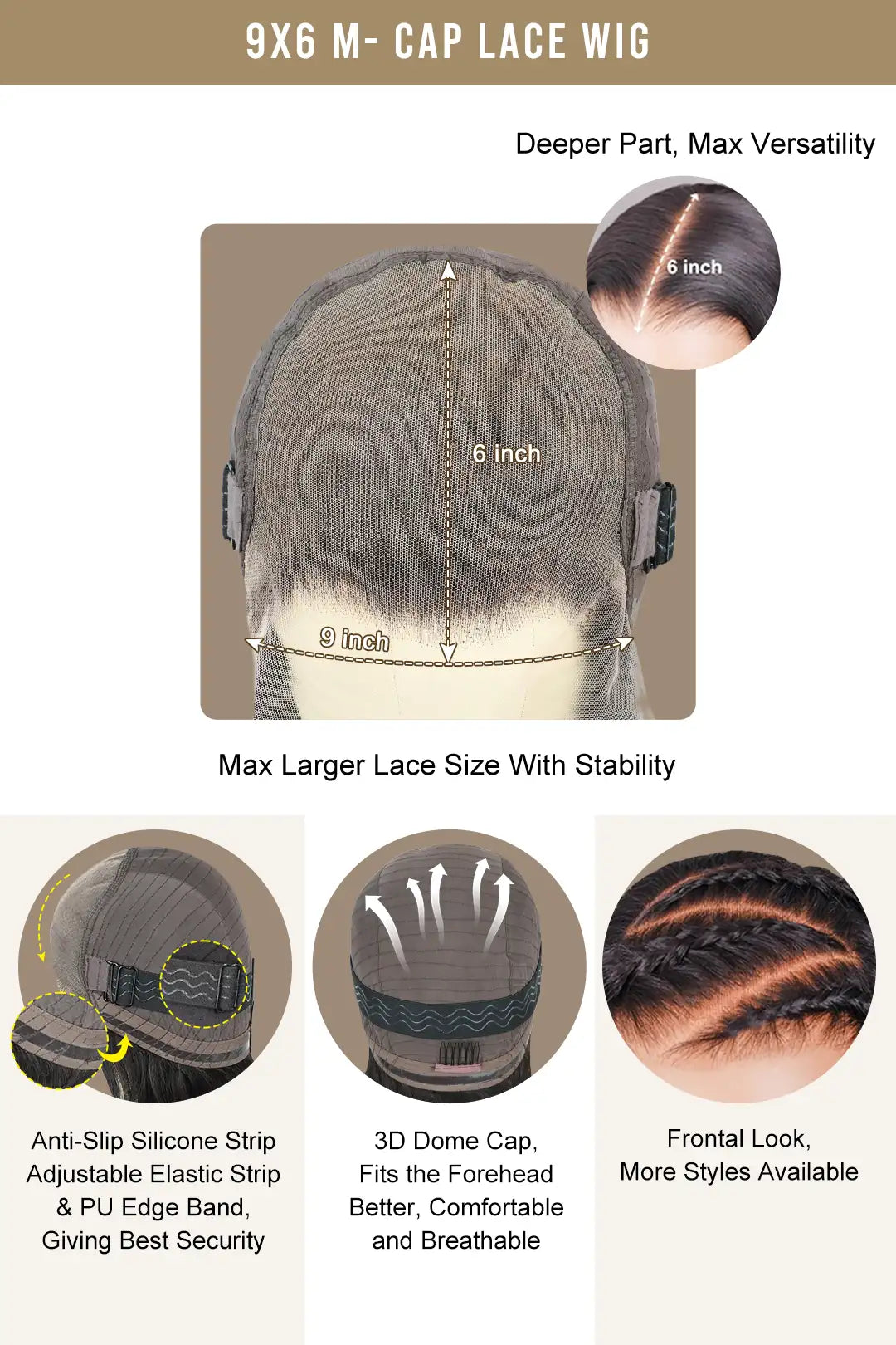9x6 lace closure wig cap