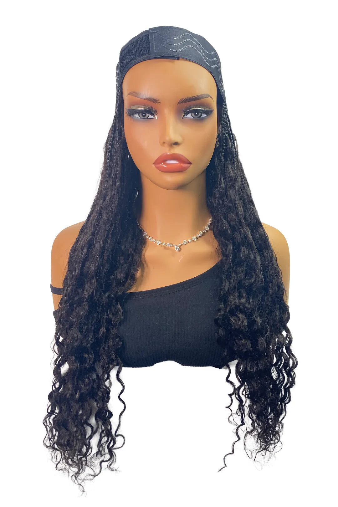 Ygwigs Gevlochten Hoofdband Boho Stijl met Menselijk Haar Krullen