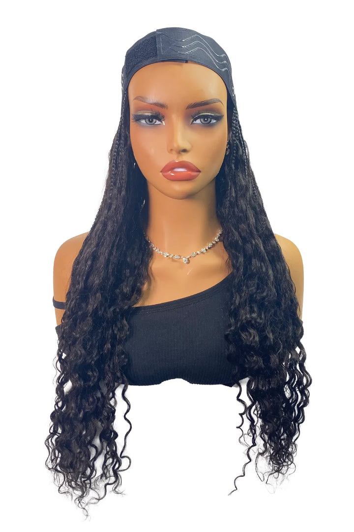 Ygwigs Gevlochten Hoofdband Boho Stijl met Menselijk Haar Krullen