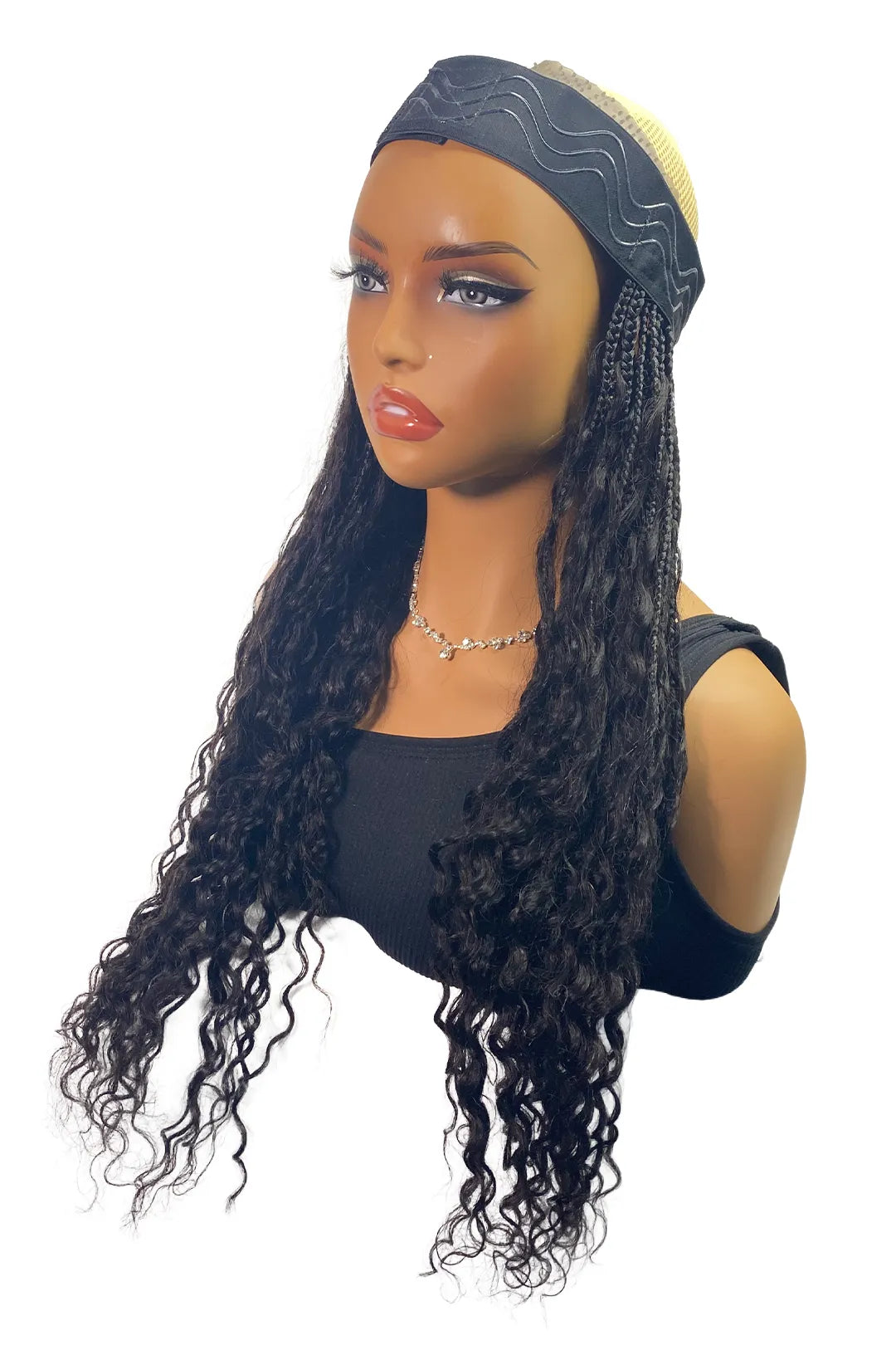 Ygwigs Gevlochten Hoofdband Boho Stijl met Menselijk Haar Krullen