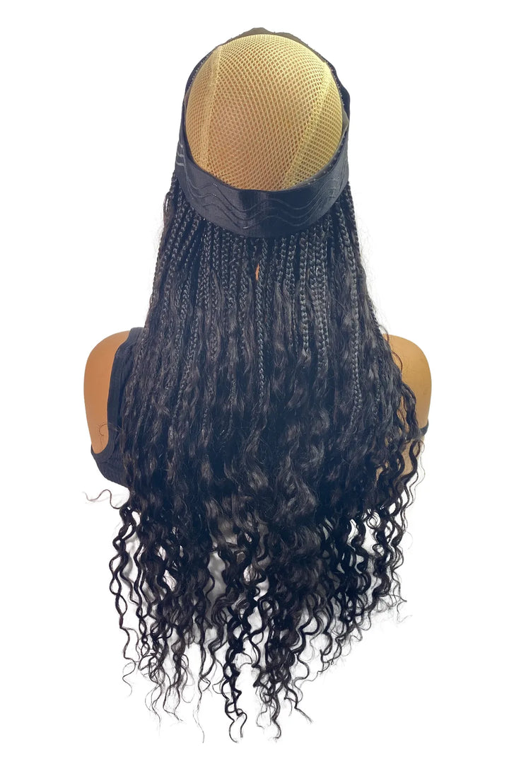 Ygwigs Gevlochten Hoofdband Boho Stijl met Menselijk Haar Krullen