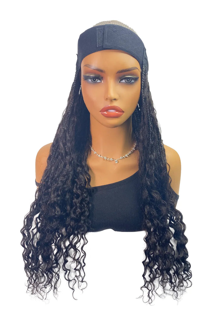Ygwigs Gevlochten Hoofdband Boho Stijl met Menselijk Haar Krullen