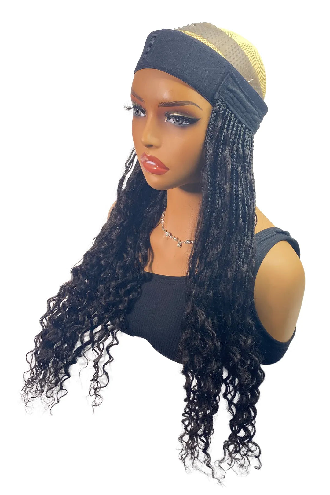 Ygwigs Gevlochten Hoofdband Boho Stijl met Menselijk Haar Krullen