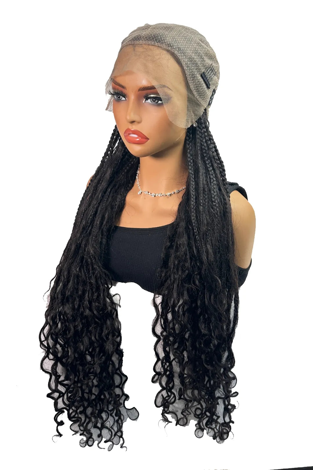 Ygwigs Bohemian Box Braid Voll Lace Wigs Knotless 100% Onbehandeld Haar