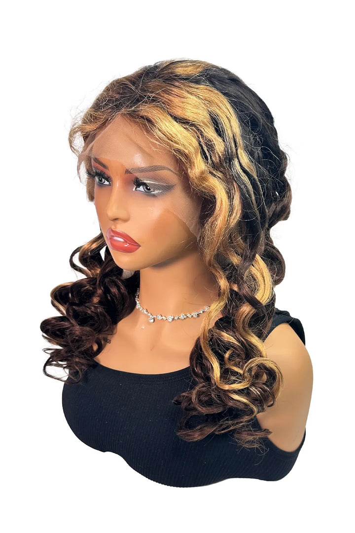 Ygwigs 13×6 Lace Front Wig 22inch Loose Wave Highlight Color