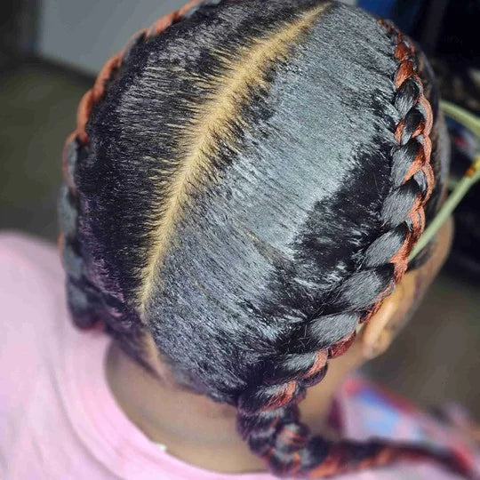 Close-up of braided hair with a blurred background