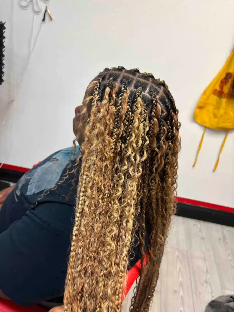 Person with styled hair in a salon setting
