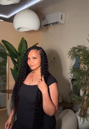 Ins influencer barbiesglow_beauty_lounge shows the braiding process of burmese curly bulk hair for braiding bu49