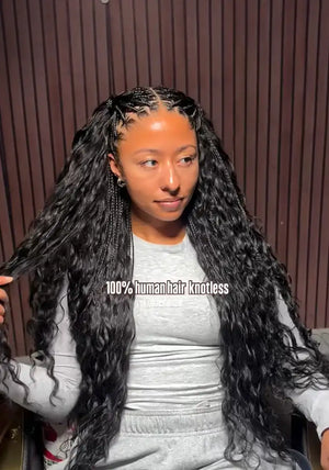 Ins influencer daedohair shows the braiding process of feather crochet hair loose wave