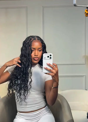 Ins influencer nvylvsalon shows the braiding process of feather crochet hair loose wave