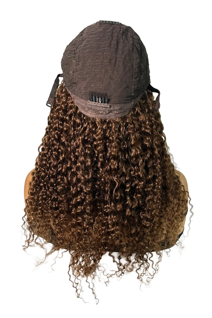 Ygwigs 5*5 Lace Front Wig Light Brown 18 inch Curly Mixed Color