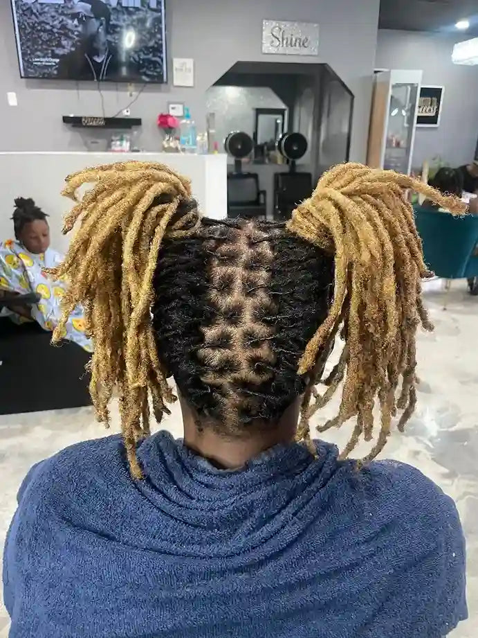 Person with styled hair in a salon setting