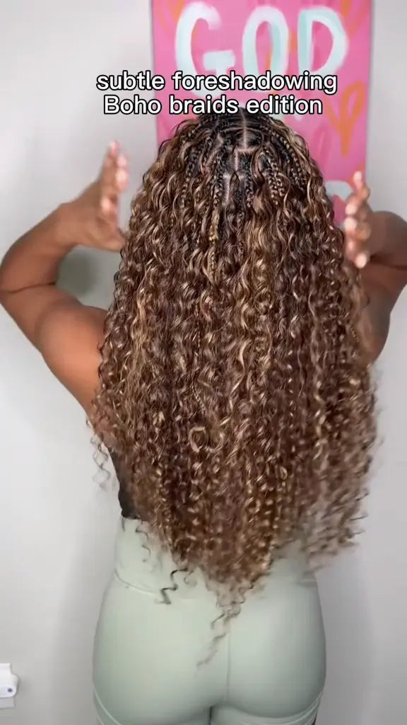 custom color boho braids for win. Color 4/27/30 mix