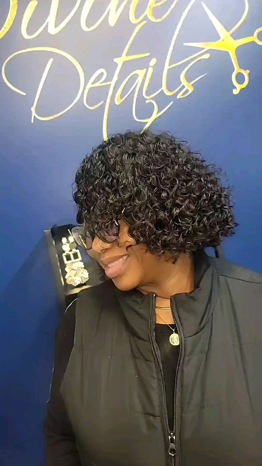 Short curly pixie cut with defined curls, Stylist located in Atlanta, GA