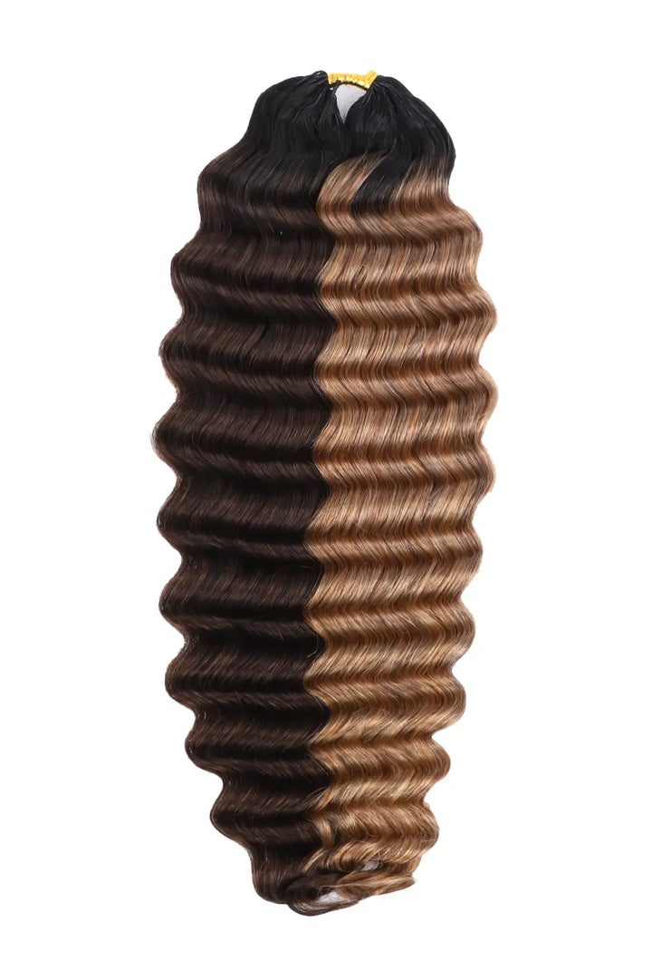 T-Natural Black Root Piano Color #4/#27 Deep Wave Feather Crochet Human Hair