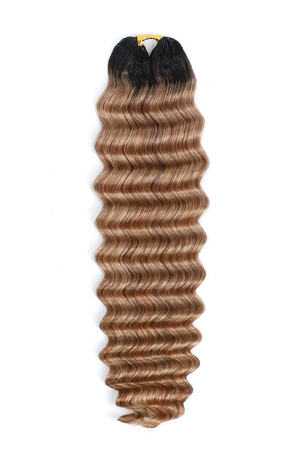 Cabello rubio miel ombré, ondas profundas, plumas, crochet - T1B/27 Cabello humano