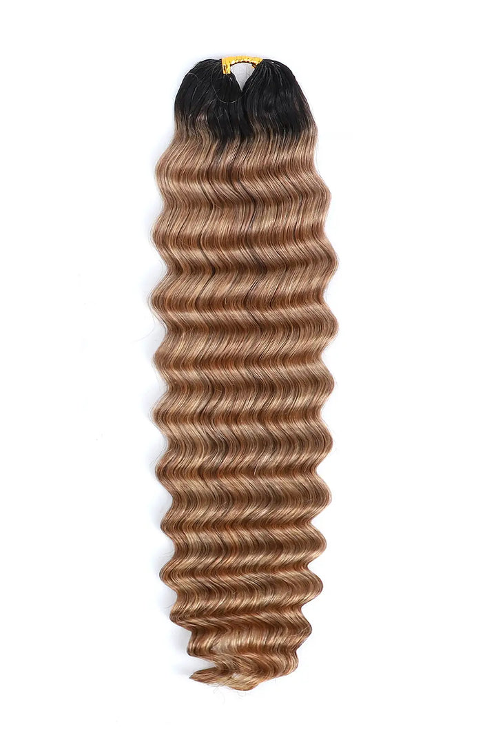#T1B/27 Honey Blonde Ombre Color Deep Wave Feather Crochet Human Hair