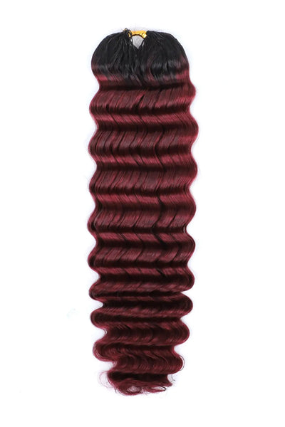 Burgundy Ombre Deep Wave Feather Crochet Hair - T1B/99J Human Hair