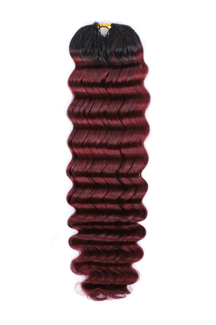 #T1B/Burgundy 99J Ombre Color Deep Wave Feather Crochet Human Hair