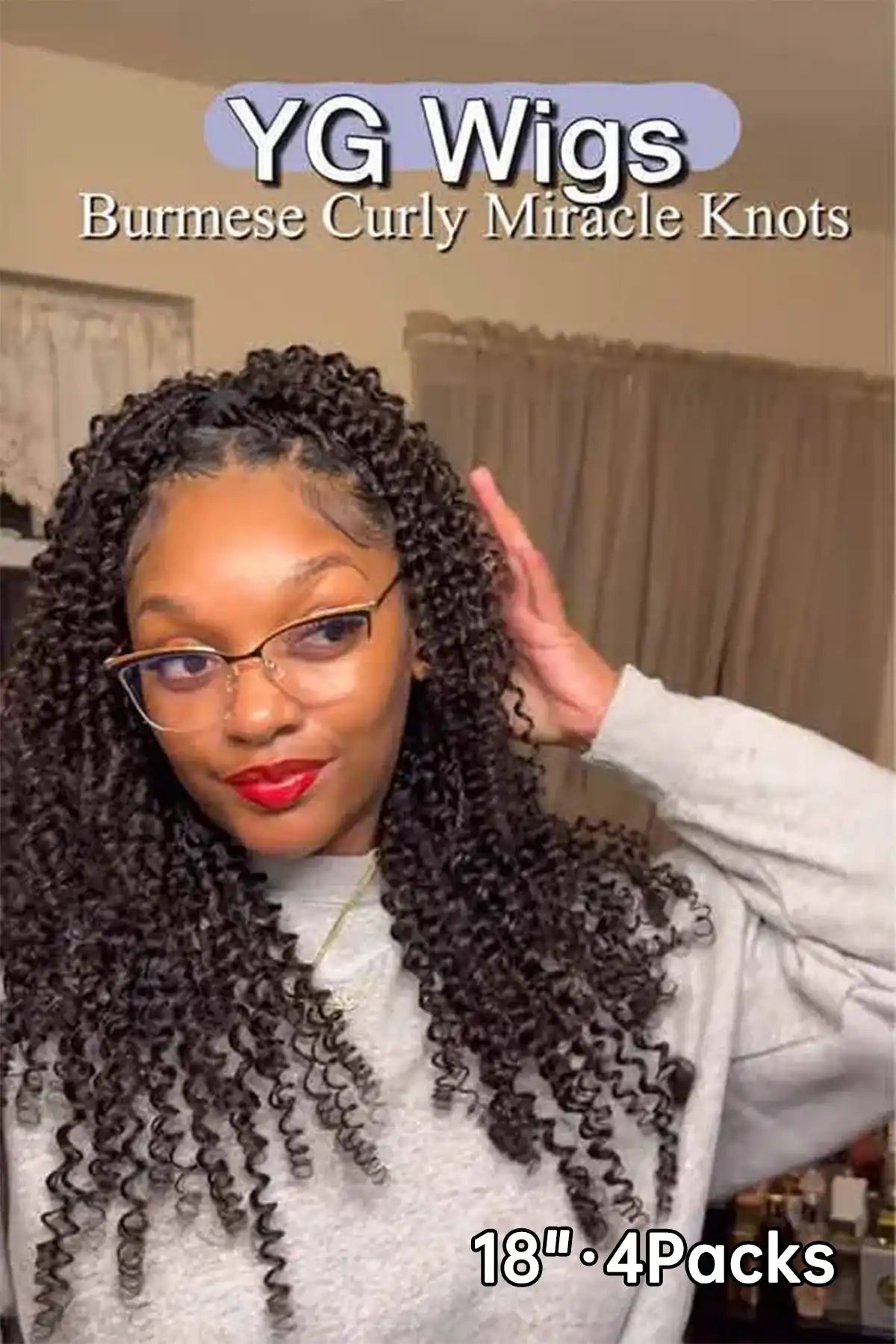 Tiktok influencer jamnicexbugz shows the braiding process of burmese curly with spiral ends feather crochet hair 