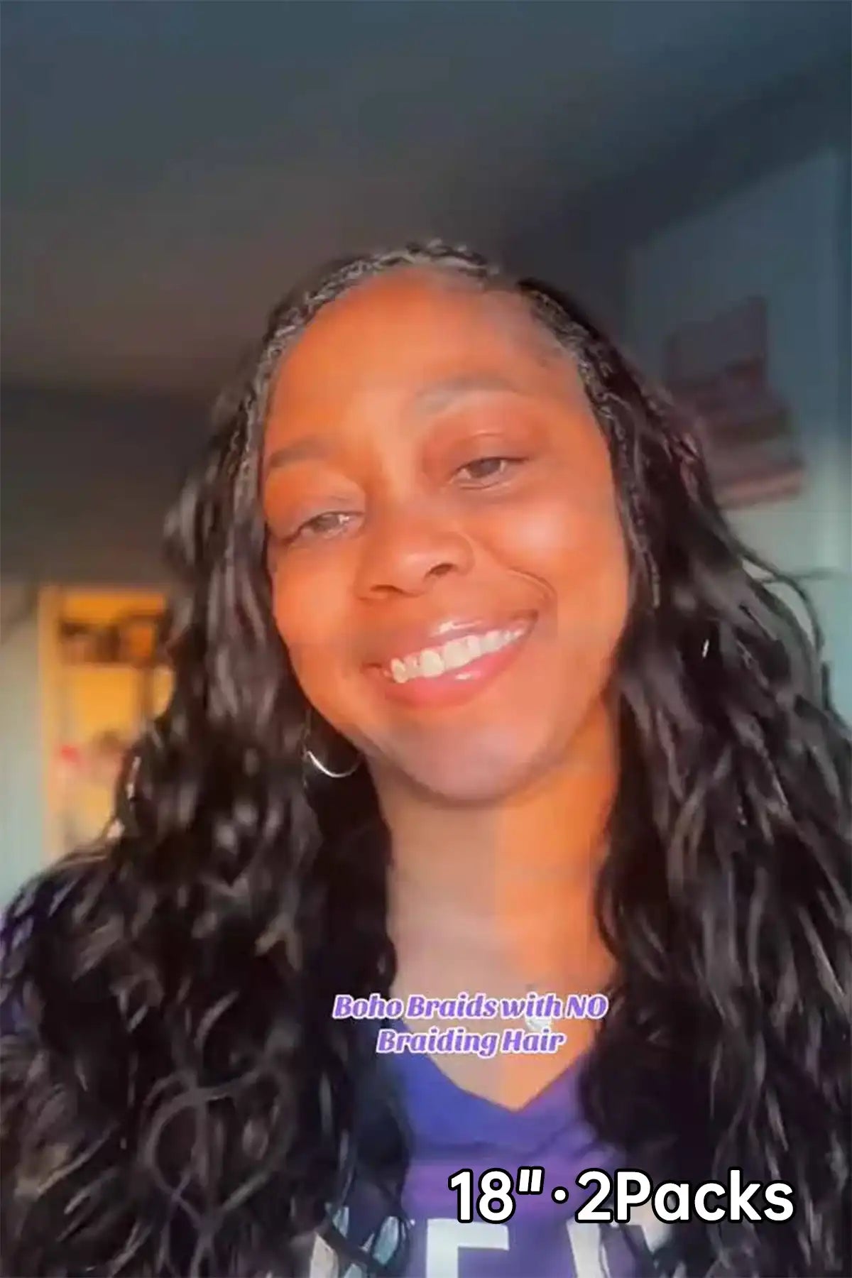 Tiktok influencer msteach1225 shows the braiding process of body wave feather crochet hair extension