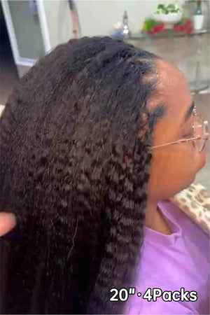 Tiktok influencer mynameis_mskiki shows the braiding process of kinky straight feather crochet hair extension