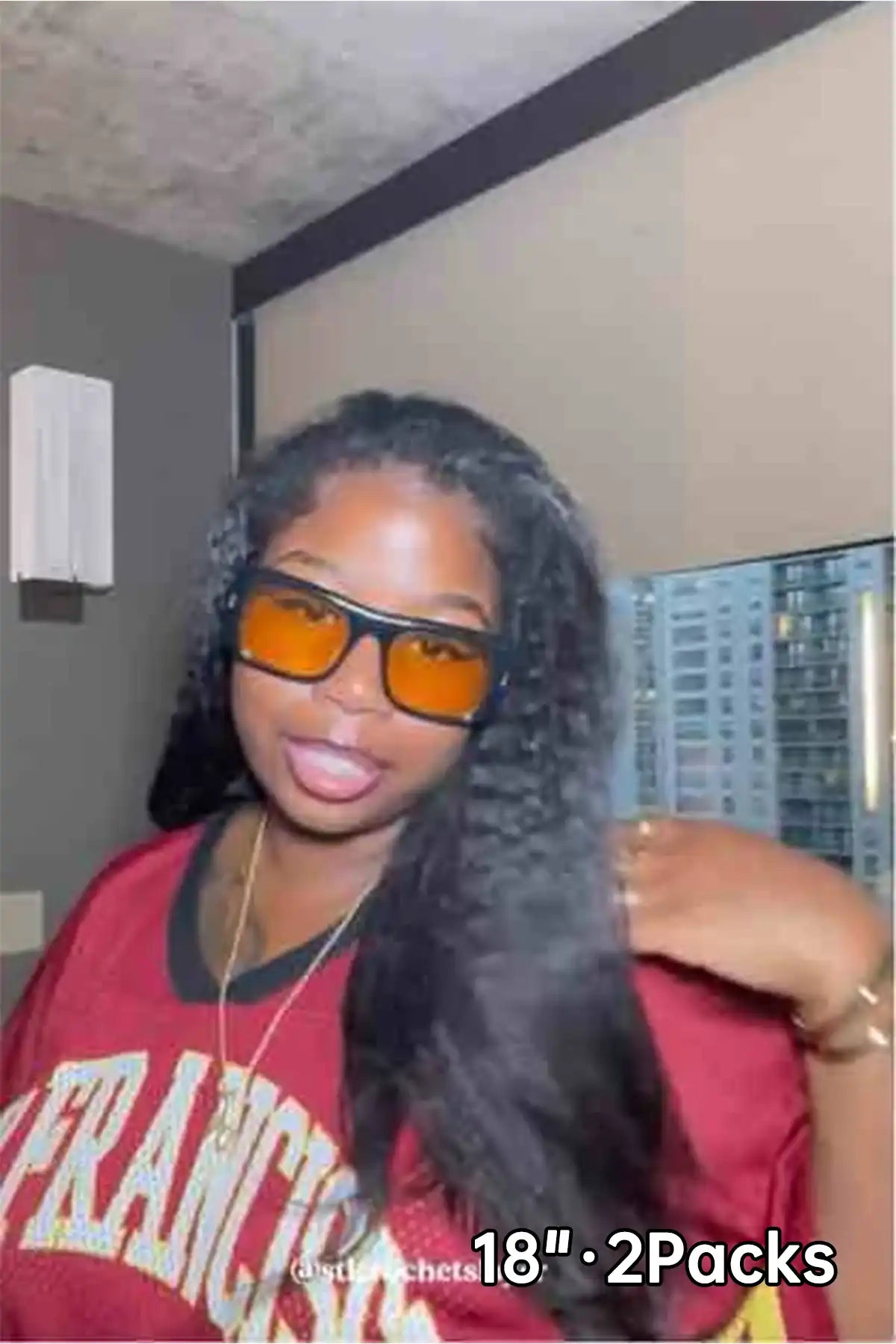 Tiktok influencer nauda370 shows the braiding process of kinky straight feather crochet hair extension