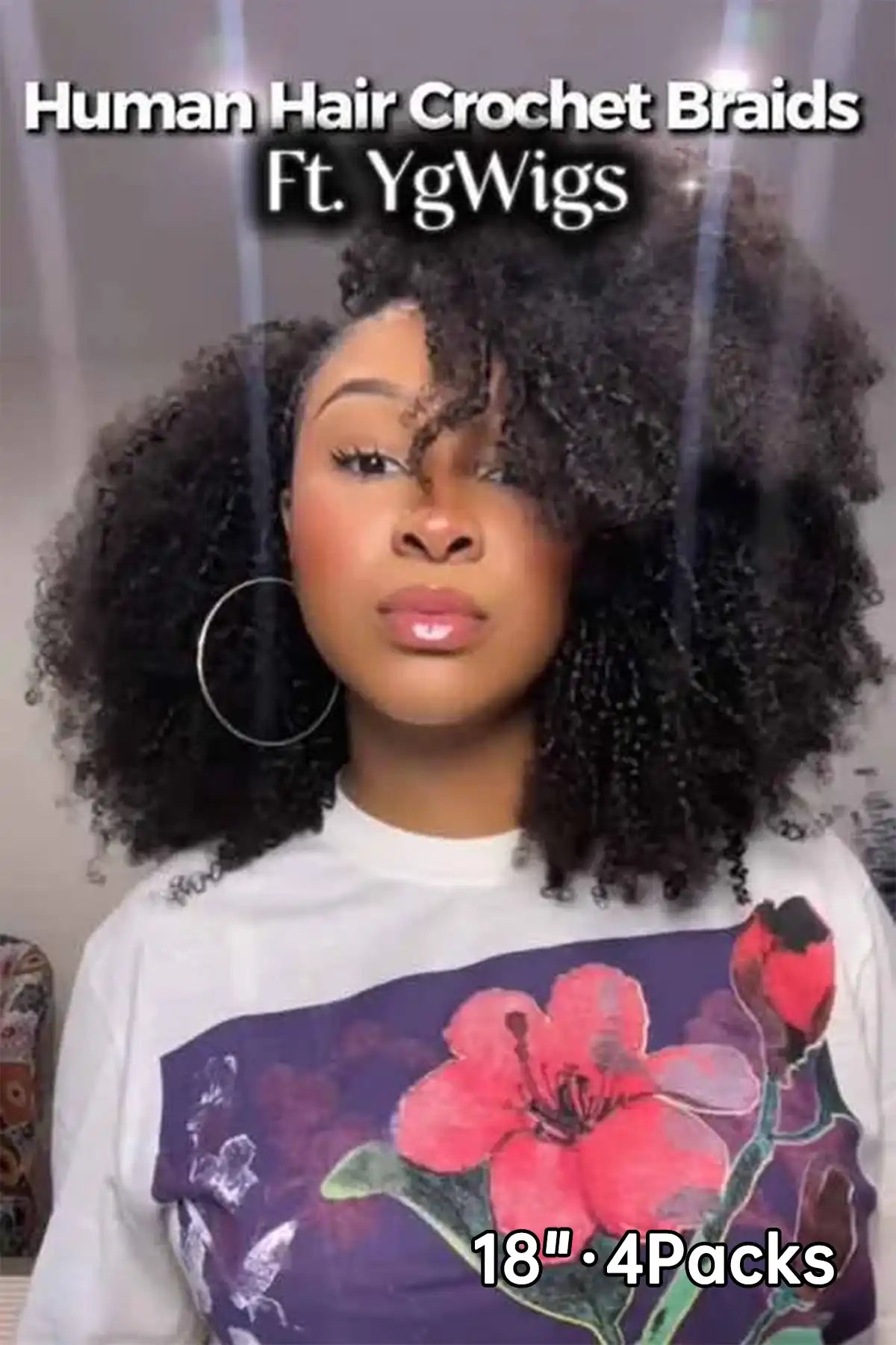 Tiktok influencer simplychloeashley  shows the braiding process of tight curly feather crochet hair extension