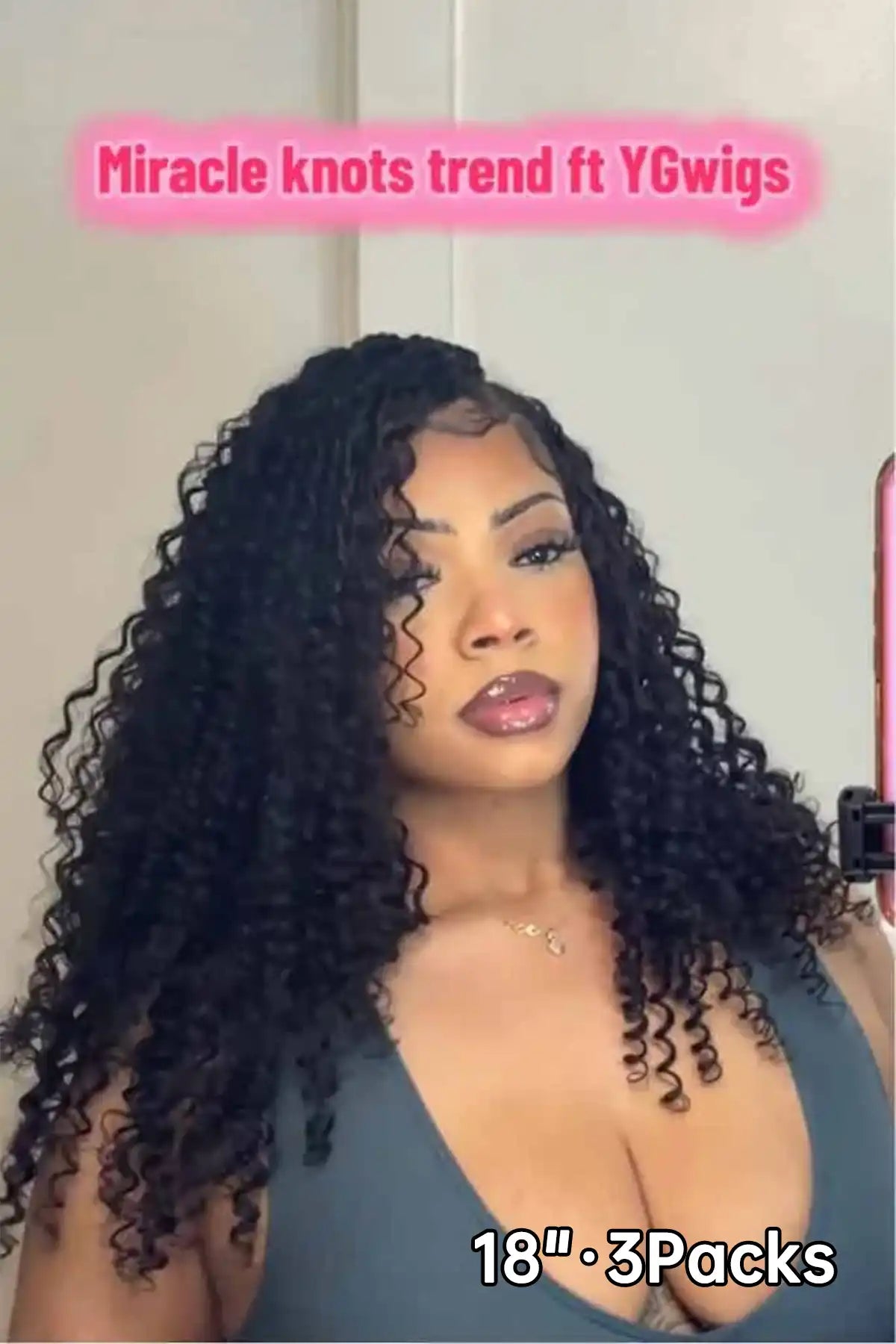 Tiktok influencer taylorchanelxo shows the braiding process of water wave feather crochet hair extension