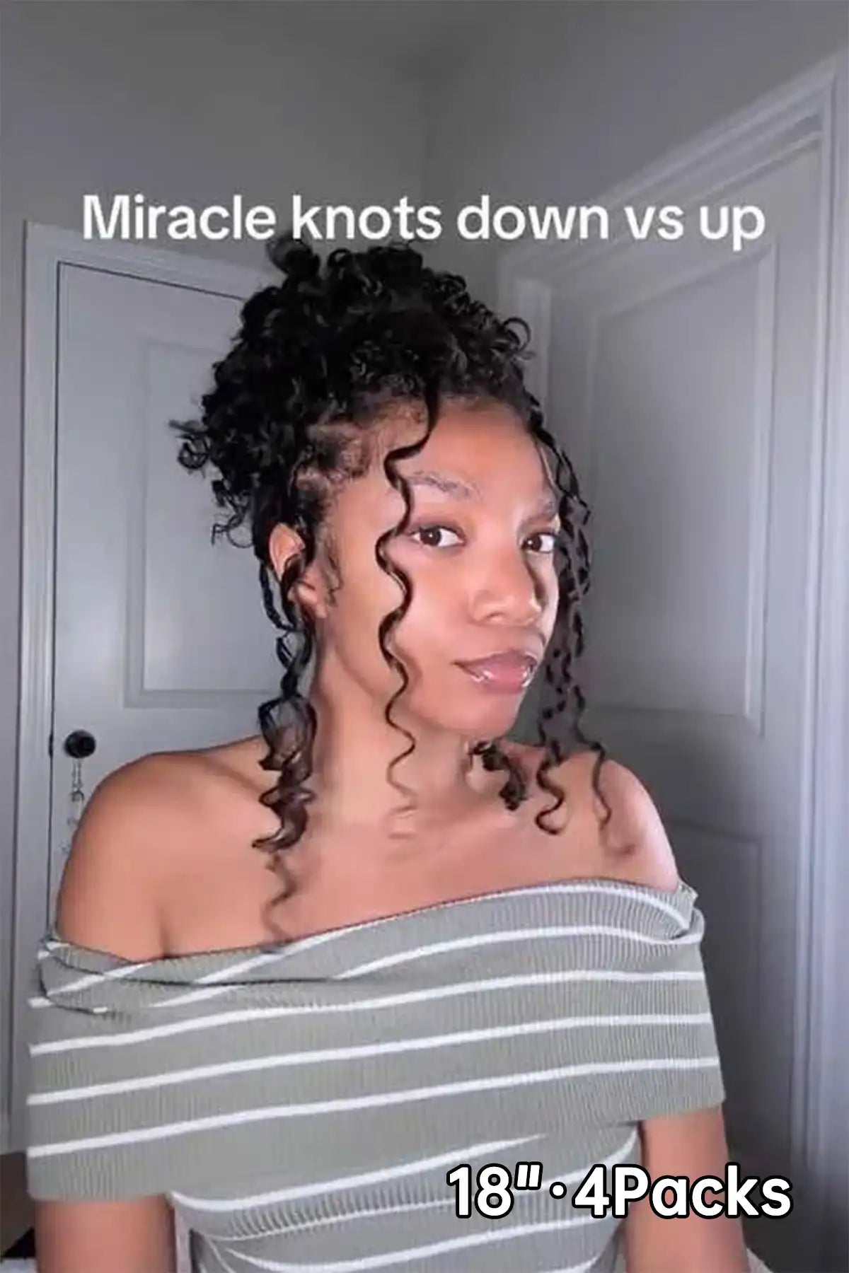 Tiktok influencer the.ebonyjay shows the braiding process of loose deep wave feather crochet hair extension