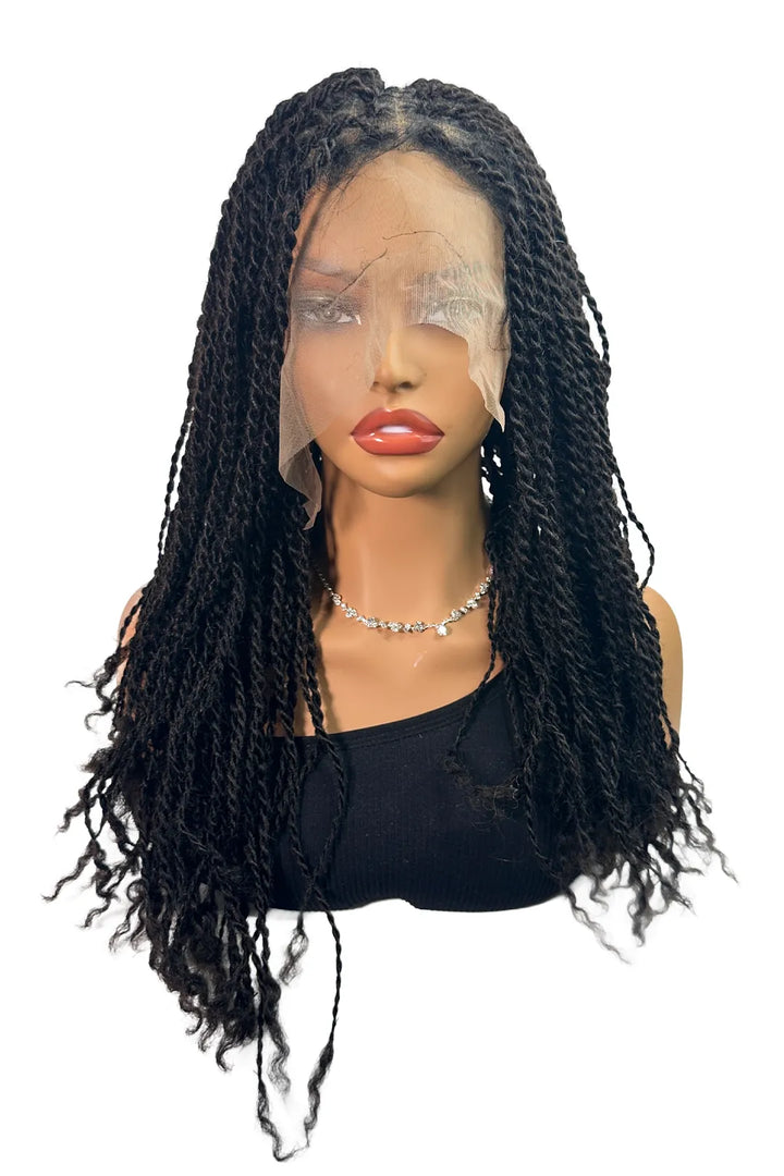 Ygwigs Twist Braids Voll Lace Wigs 18 inch 100% Onbehandeld Haar