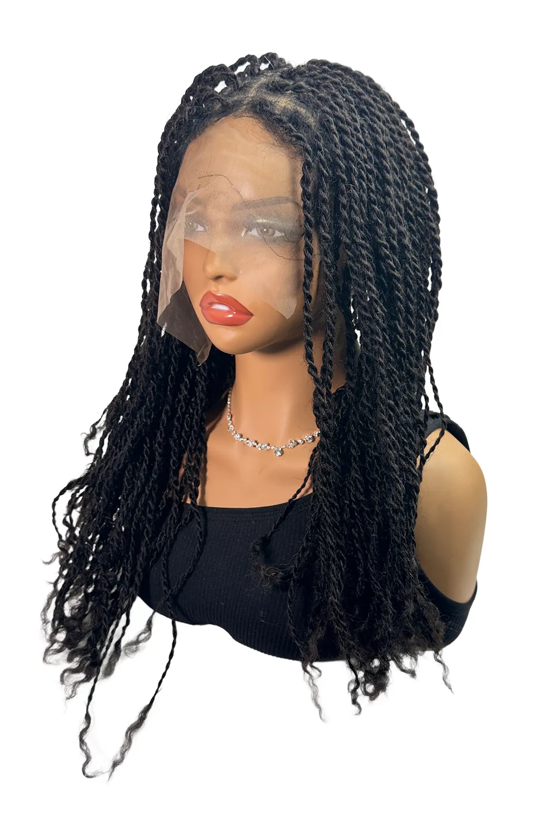 Ygwigs Twist Braids Voll Lace Wigs 18 inch 100% Onbehandeld Haar