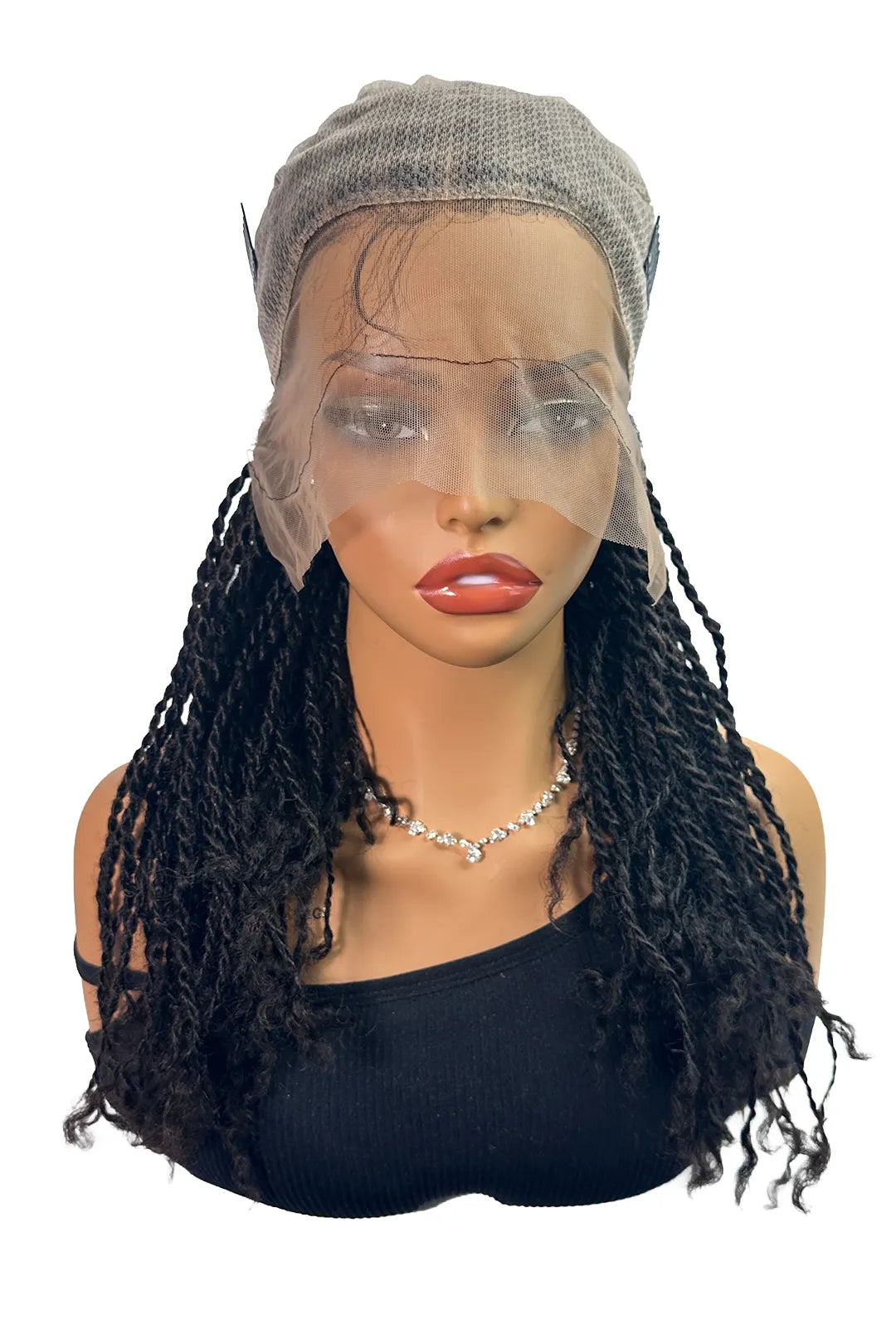 Ygwigs Twist Braids Voll Lace Wigs 18 inch 100% Onbehandeld Haar