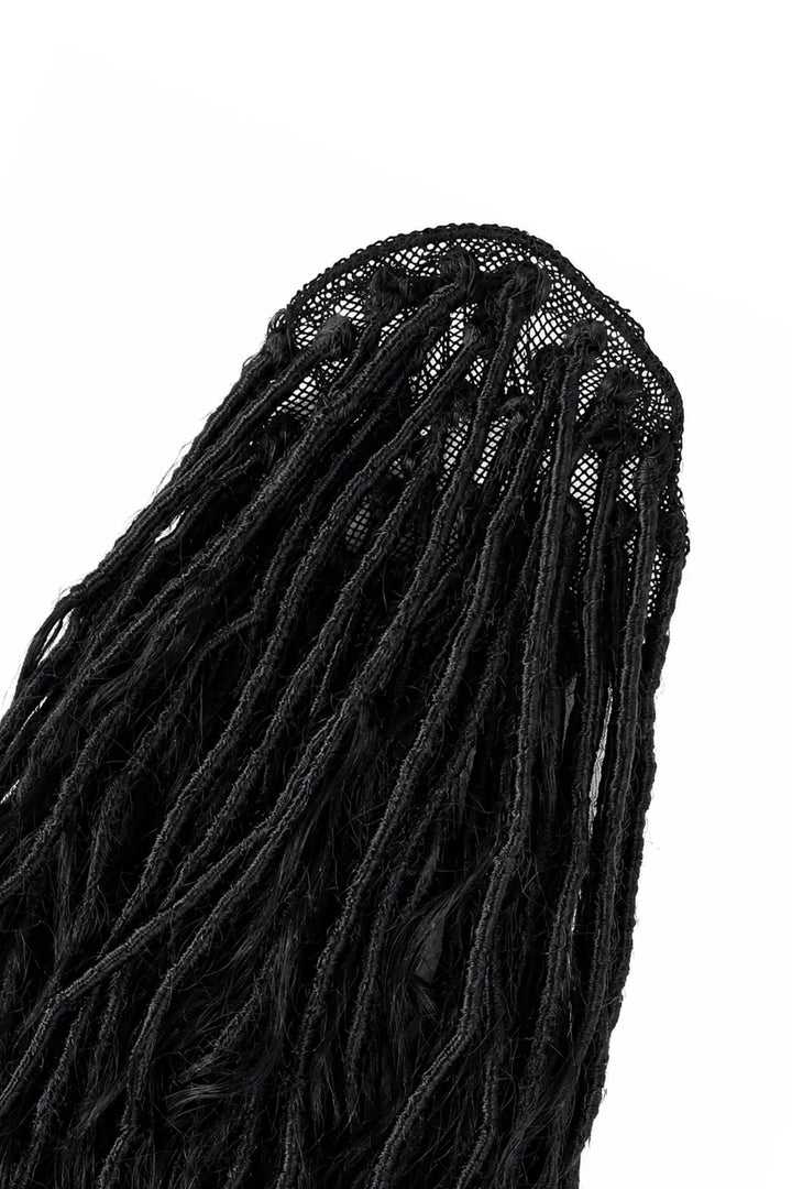Ygwigs Braid Ponytail Crochet Faux Locs Braids with Human Hair Curls Body Wave Drawstring