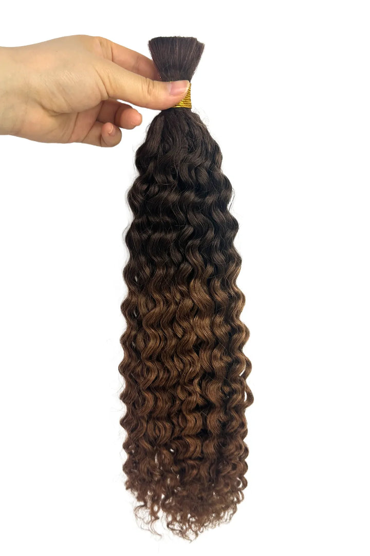 Ygwigs Two-tone Color #4/30 Water Wave Bulk Hair Double Drawn 18inch