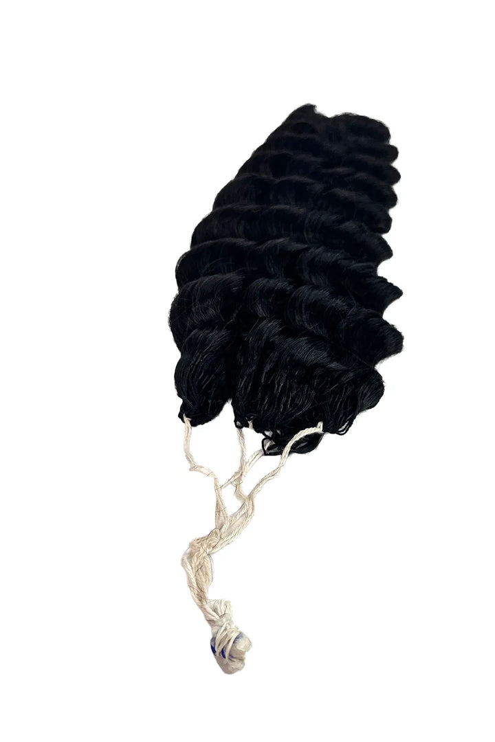 Ygwigs Handmade Feather Line Hair Extensions Deep Wave Single-Strand with Loop 16inch