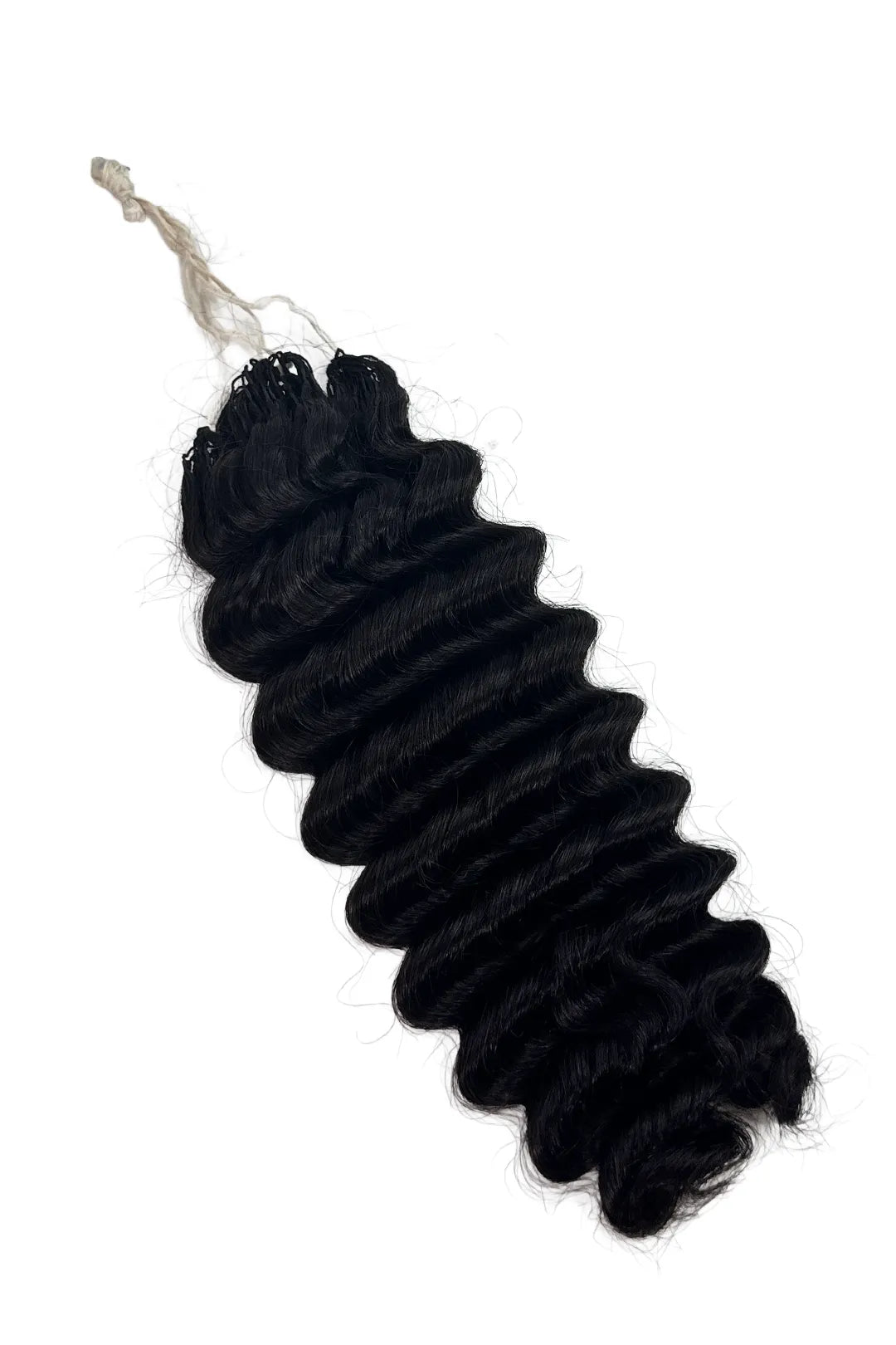 Ygwigs Handmade Feather Line Hair Extensions Deep Wave Single-Strand with Loop 16inch