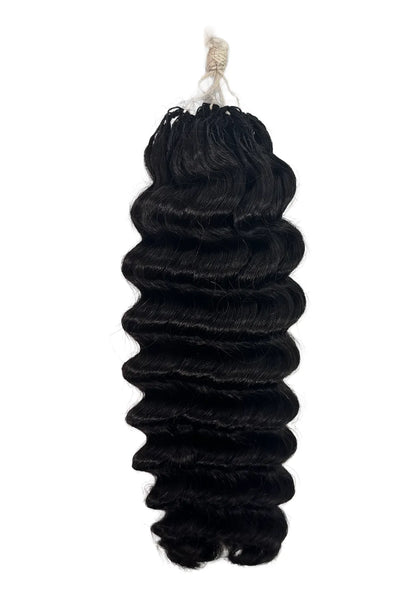 Ygwigs Handmade Feather Line Hair Extensions Deep Wave 16inch