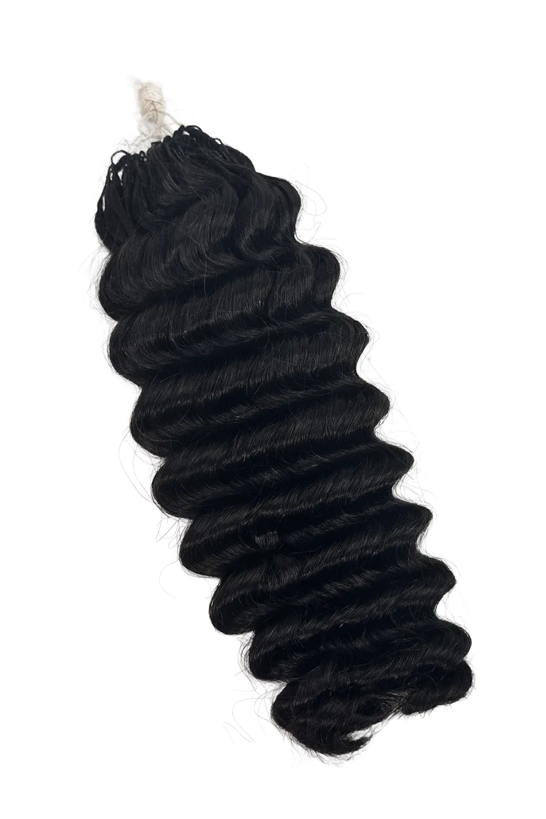 Ygwigs Handmade Feather Line Hair Extensions Deep Wave Single-Strand with Loop 16inch