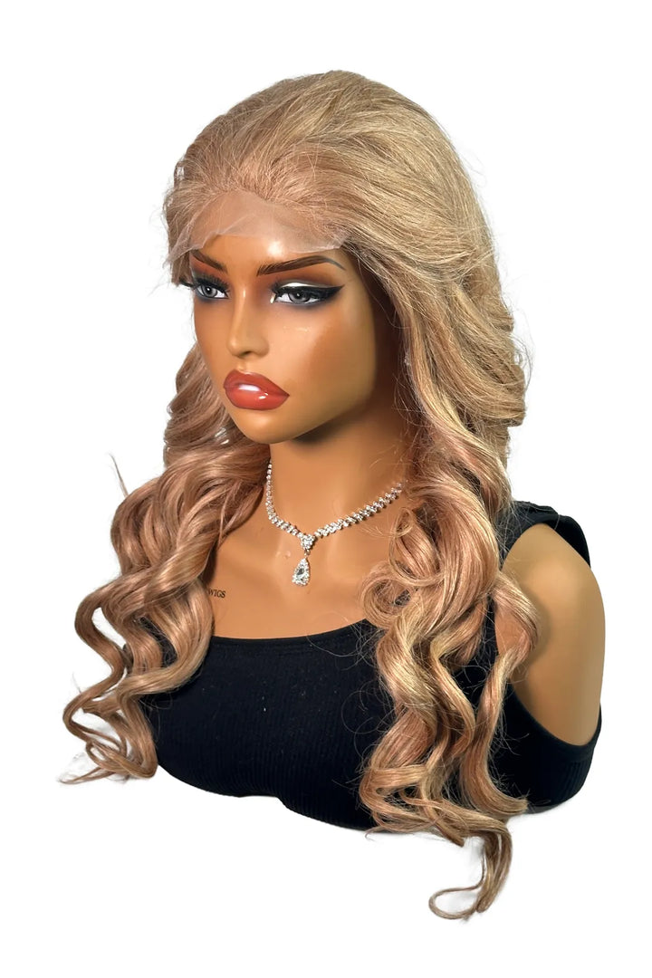Ygwigs Blonde HD Lace Wig 5x5 Frontal Glueless Body Wave Hair 22 Zoll