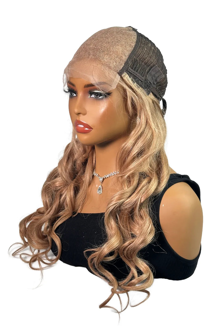 Ygwigs Blonde HD Lace Wig 5x5 Frontal Glueless Body Wave Hair 22 Zoll