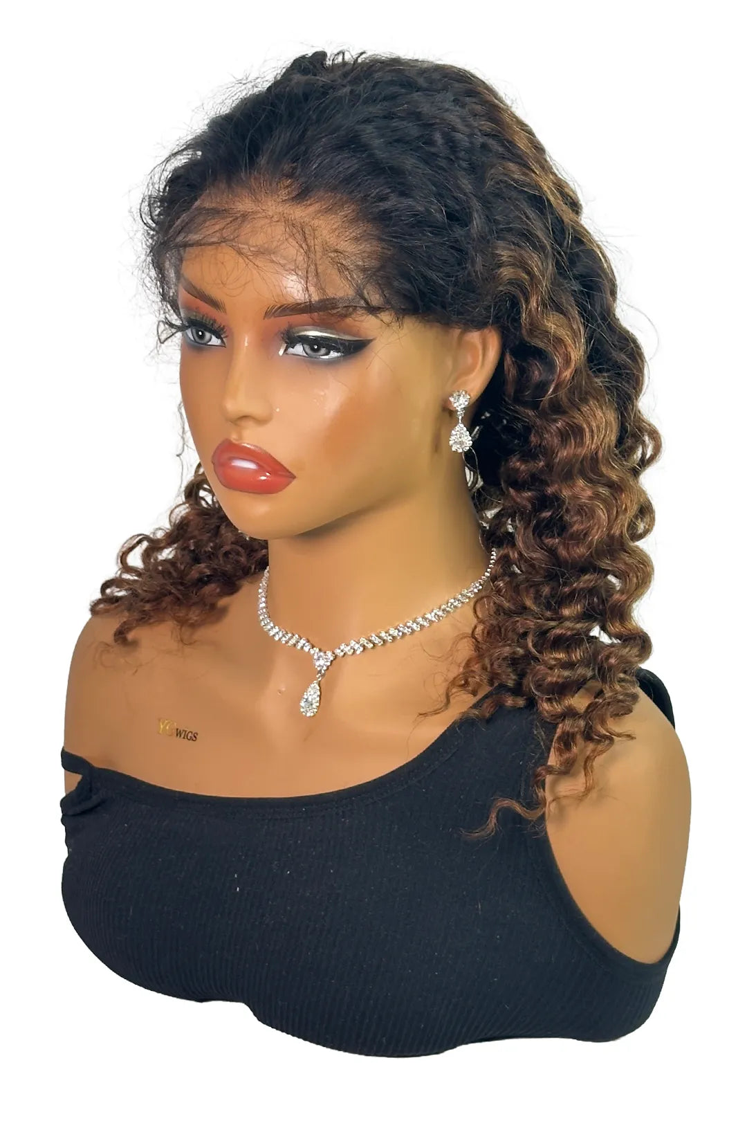 Ygwigs 13x6 HD Ombre Brown Dark Roots Deep Wave Wig