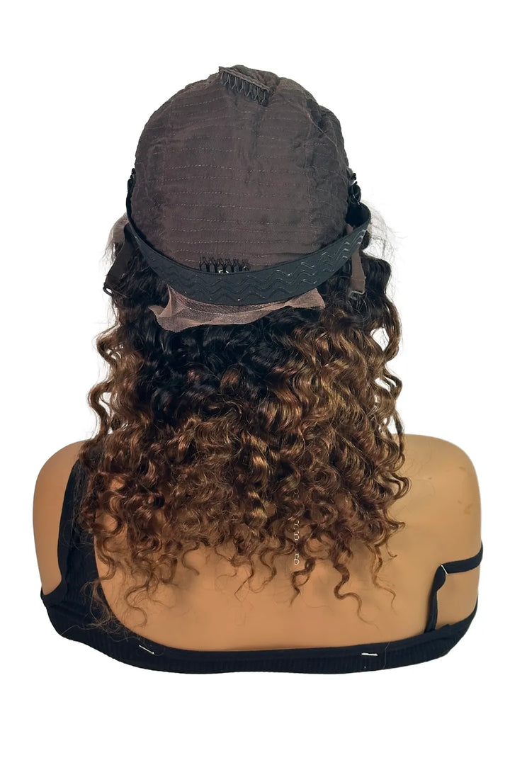 Ygwigs 13x6 HD Ombre Brown Dark Roots Deep Wave Wig